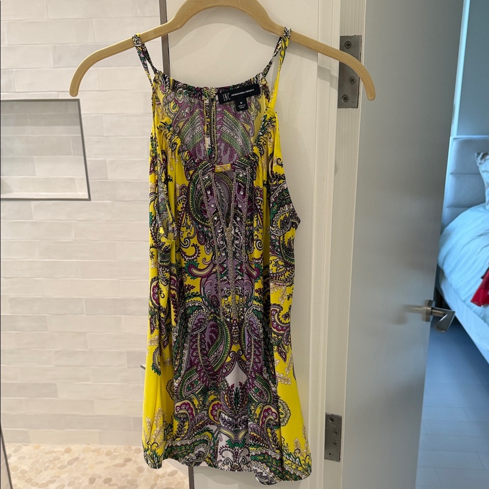 Yellow and Purple Paisley Top